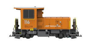 Pullman 30490 - G Diesellok, Schöma TM 2/2 lang, 116 RHB, orange, Ep VI, Vorbildzustand um 2006, LokSound, Rangierku